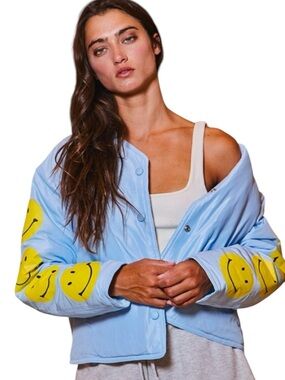 715:  BUCKETLIST NEW SNAP FRONT PUFFY JACKET SKY BLUE (C)